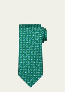 Ferragamo Men's Puzzle-Print Silk Tie