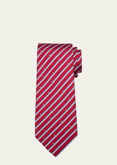 FERRAGAMO Men's Roller Stripe-Print Silk Tie