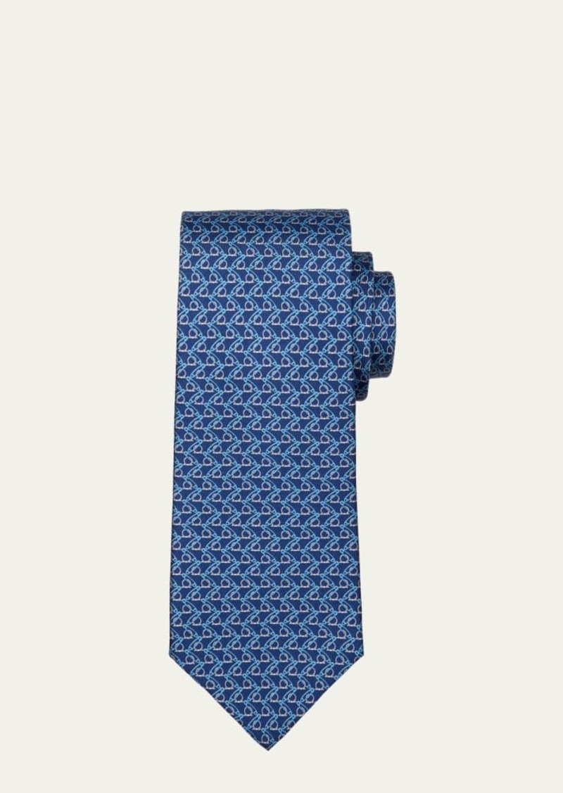 Ferragamo Men's Safety Pin-Print Silk Tie