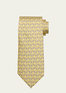 Ferragamo Men's Sparrow-Print Silk Tie