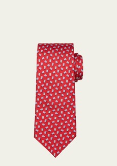 Ferragamo Men's Teddy Bear-Print Silk Tie