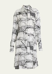 Ferragamo Nautical Printed Silk Shirtdress