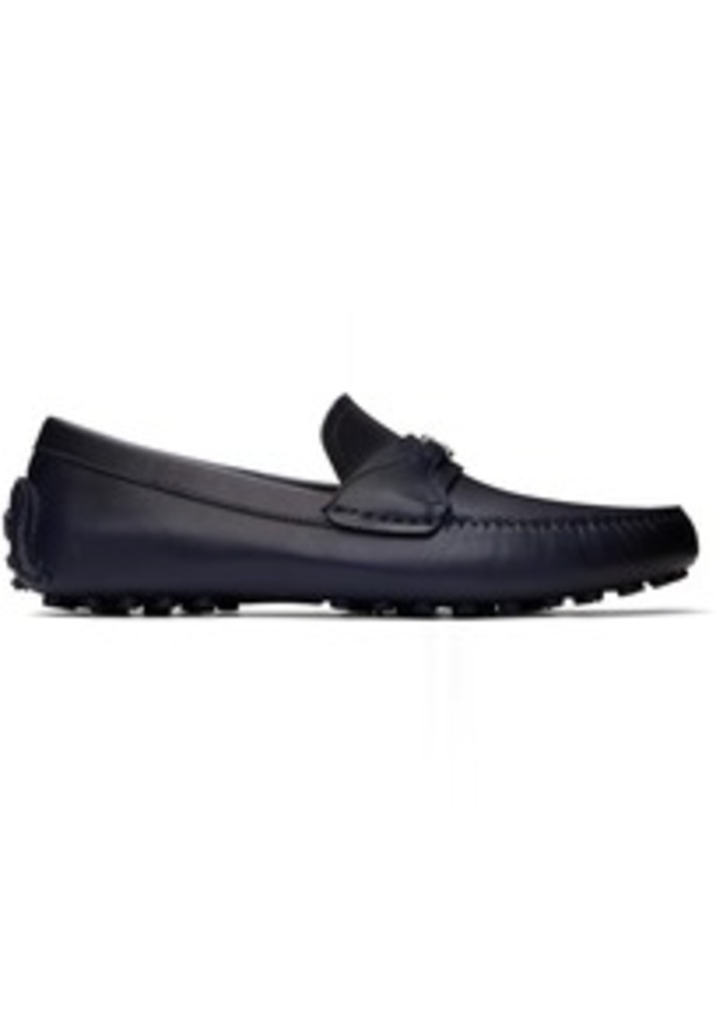 Ferragamo Navy Gancini Ornament Loafers