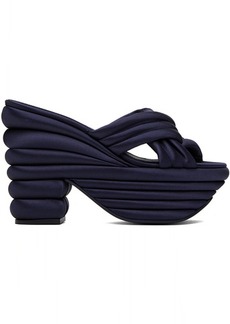 Ferragamo Navy Sculptural Heeled Sandals