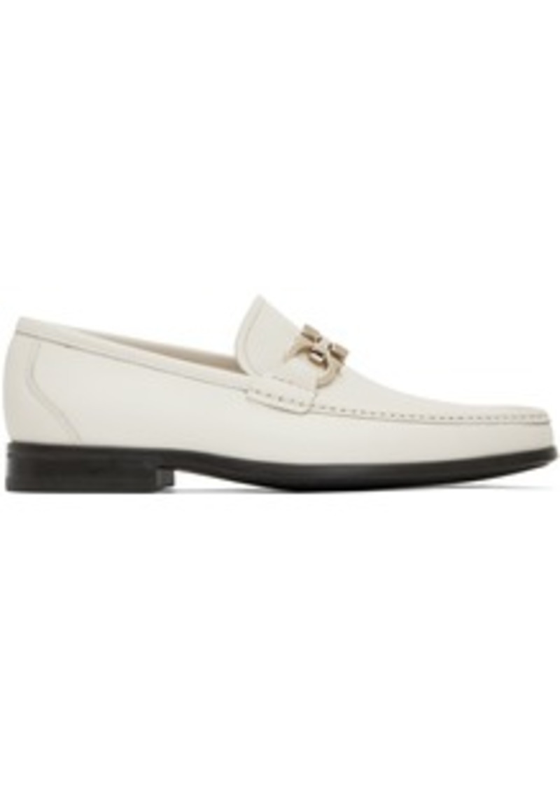 Ferragamo Off-White Gancini Ornament Loafers