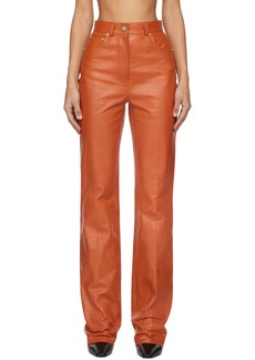 Ferragamo Orange Five-Pocket Leather Pants