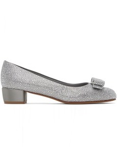 Ferragamo Silver Vara Bow Heels