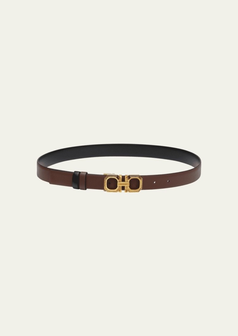 Ferragamo Squared Gancini Leather Belt