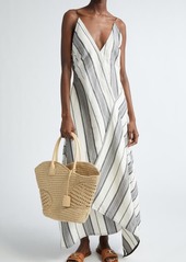 FERRAGAMO Stripe Asymmetric Midi Dress