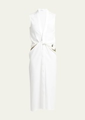 Ferragamo Twisted Belt Sleeveless Midi Dress