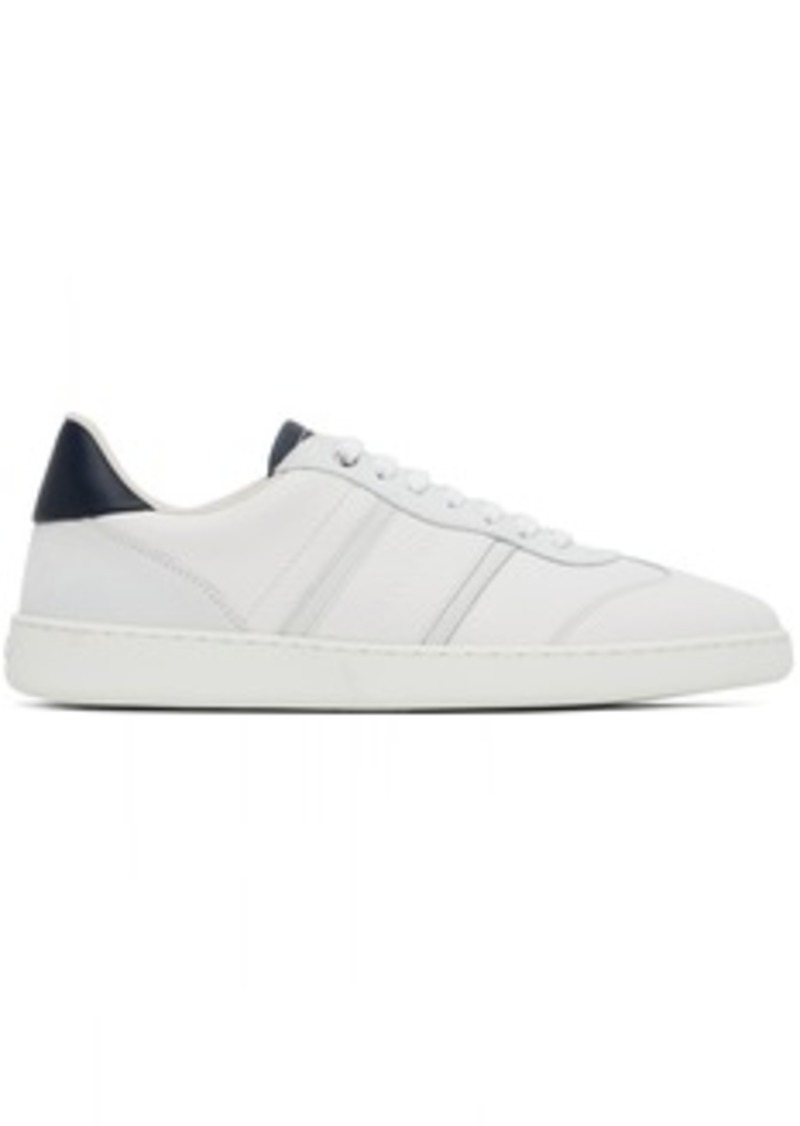 Ferragamo White & Blue Signature Low Sneakers