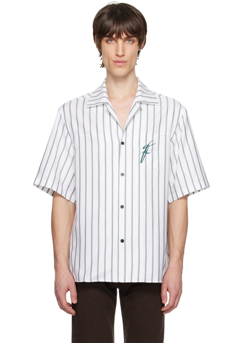 Ferragamo White & Green Bowling Shirt