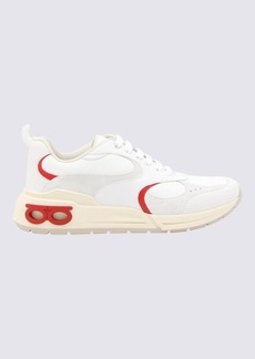 FERRAGAMO WHITE AND RED LEATHER SNEAKERS
