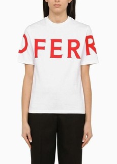 Ferragamo White crew-neck T-shirt with logo