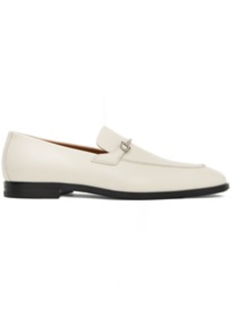 Ferragamo White Gancini Loafers