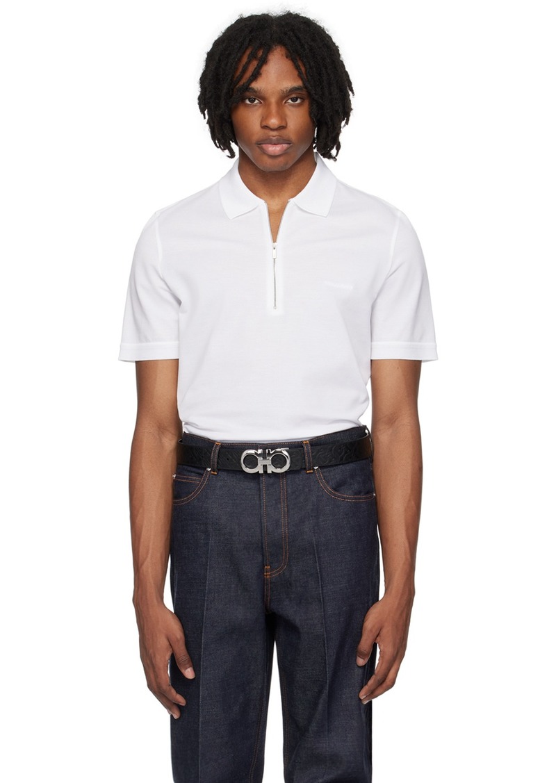 Ferragamo White Half-Zip Polo