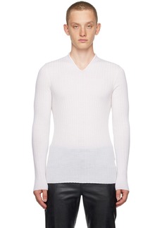 Ferragamo White V-Neck Sweater