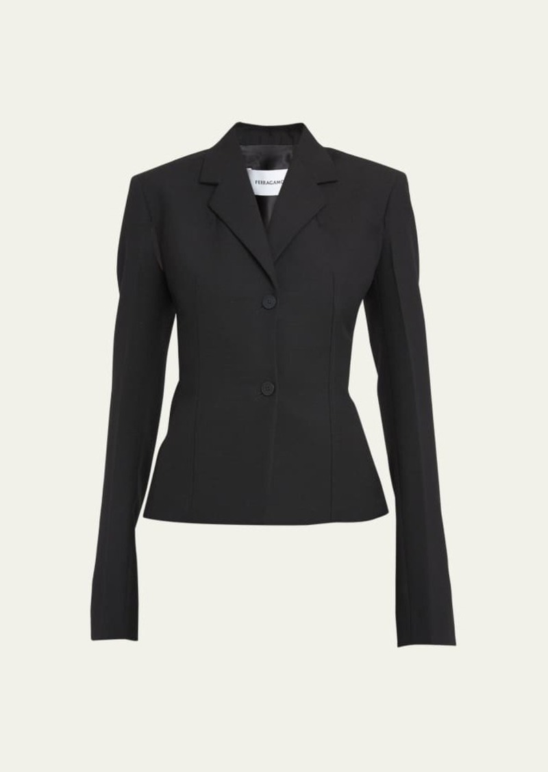 FERRAGAMO Wool Blazer Jacket with Cape Sleeves