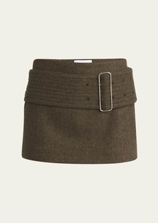 Ferragamo Wool Mini Skirt with Detachable Belt