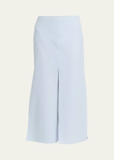 Ferragamo Wool Silk Slit Midi Skirt