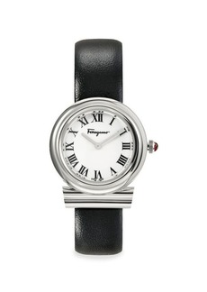 Ferragamo Gancini 28MM Stainless Steel & Leather Strap Watch