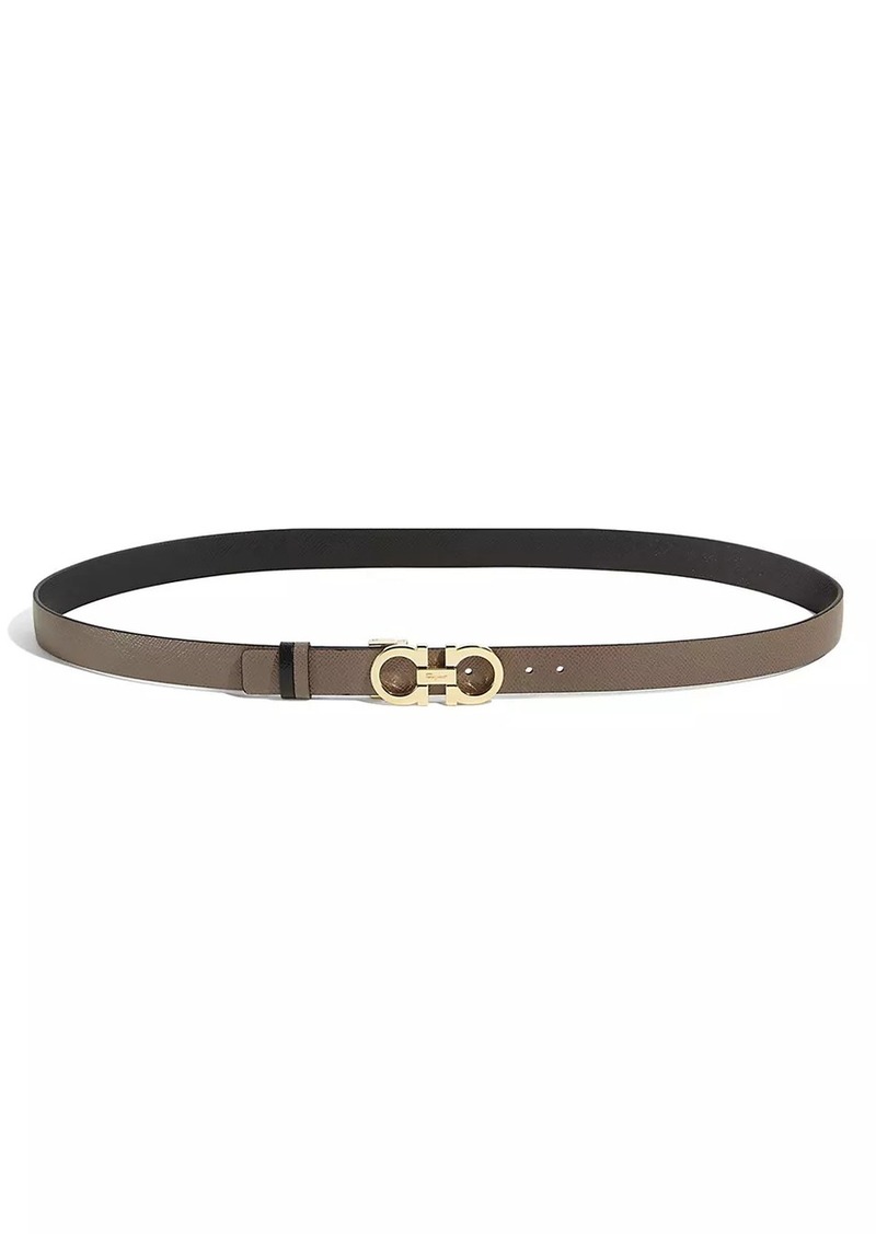 Ferragamo Gancini Adjustable Cut-to-Size Reversible Hammered Leather Belt