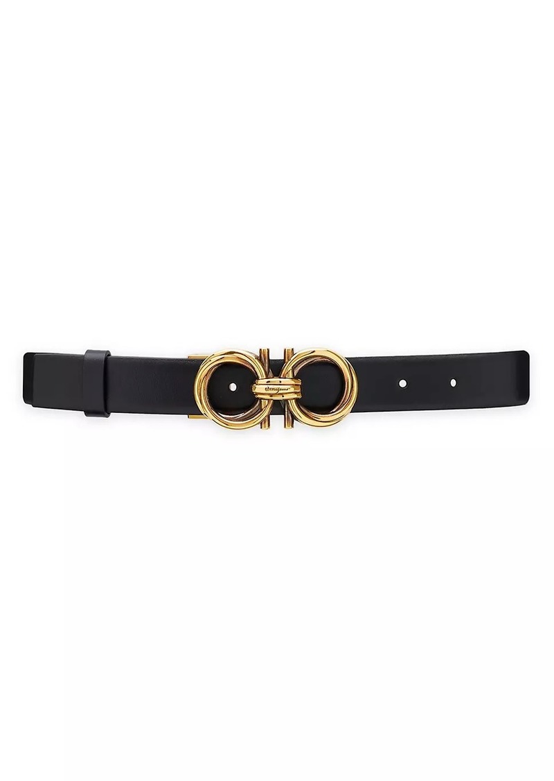 Ferragamo Twisted Gancini Adjustable Cut-to-Size Leather Belt