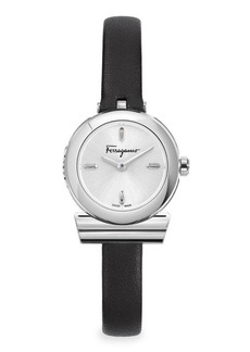 Ferragamo Gancino 22.5MM Stainless Steel Case & Leather Strap Watch
