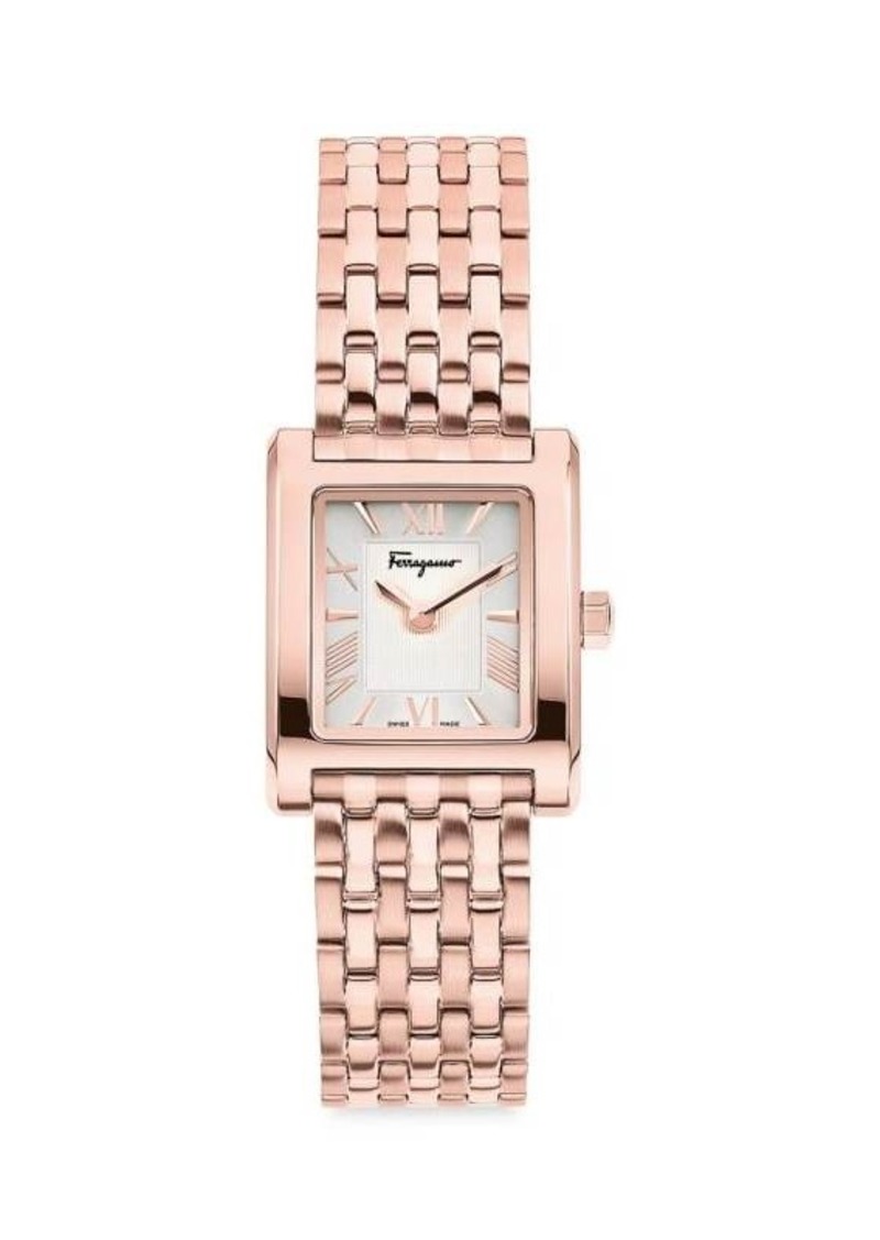 Ferragamo ​Lace 20MM IP Rose Goldtone Stainless Steel Bracelet Watch