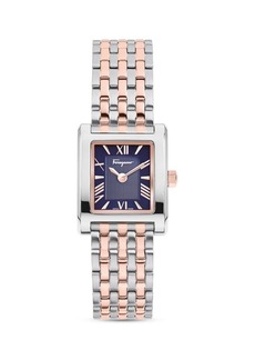 Ferragamo Lace Rose Gold & Stainless Steel Square Watch