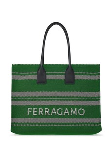 Ferragamo large jacquard striped tote bag