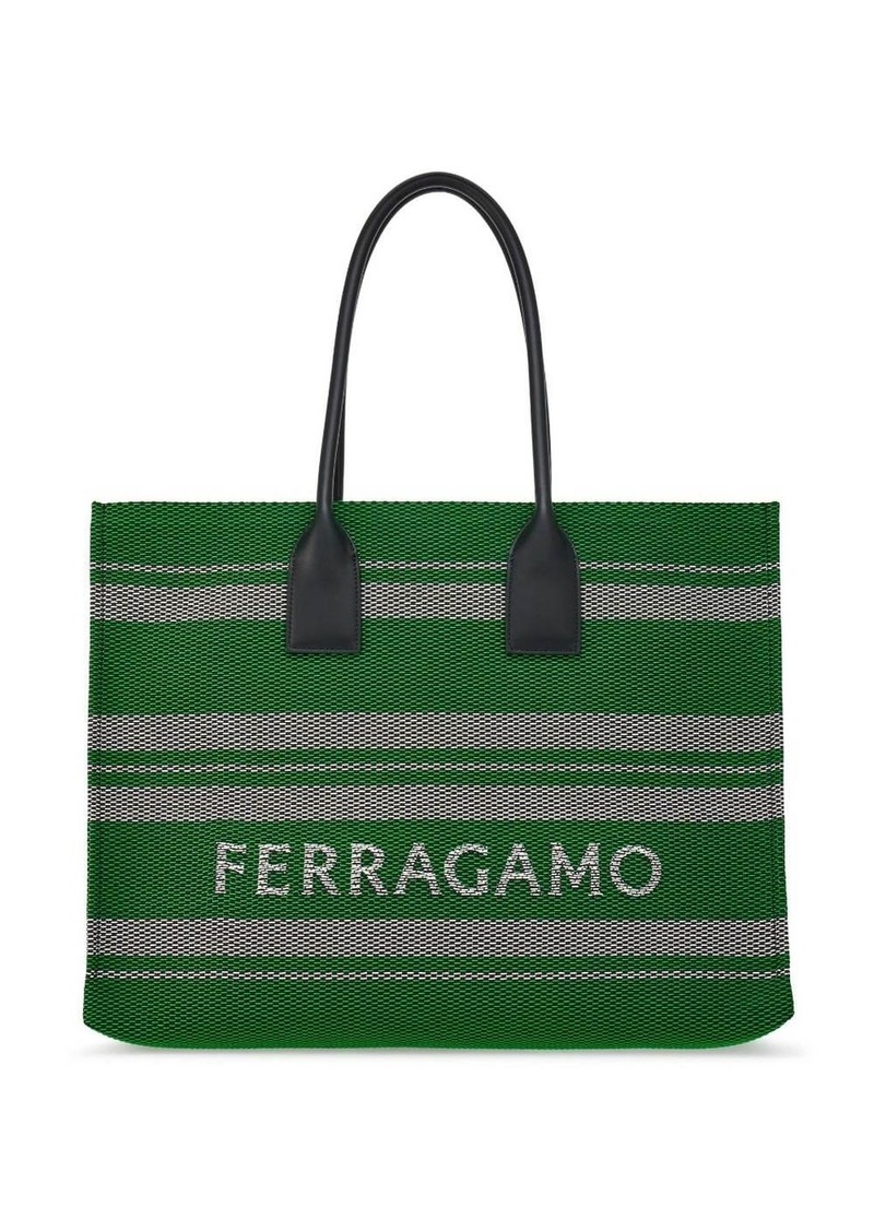 Ferragamo large jacquard striped tote bag