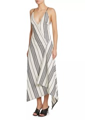 Ferragamo Linen-Cotton Striped Maxi Dress