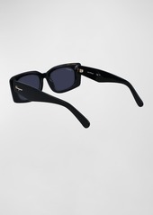 Ferragamo Logo Acetate Rectangle Sunglasses 