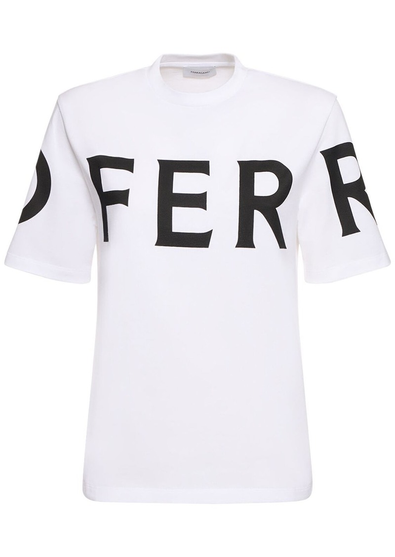 Ferragamo Logo Cotton Jersey Short Sleeve T-shirt