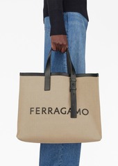 Ferragamo logo-embossed leather tote bag