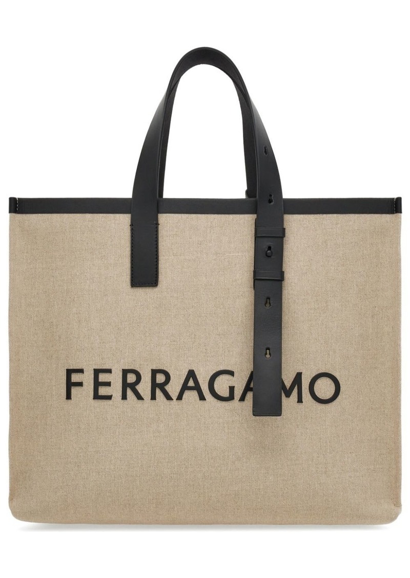 Ferragamo logo-embossed leather tote bag