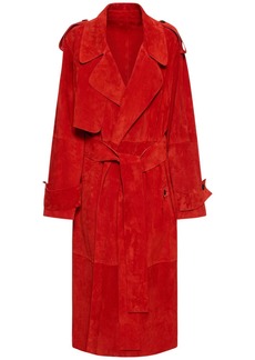 Ferragamo Lvr Exclusive Suede Belted Trench Coat