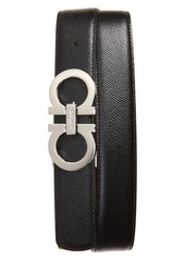 Salvatore Ferragamo Reversible Pebbled Leather Belt in Black/light Brown at Nordstrom