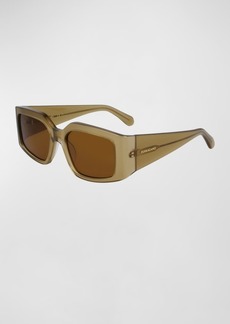 Ferragamo Micro-Logo Acetate Rectangle Sunglasses 
