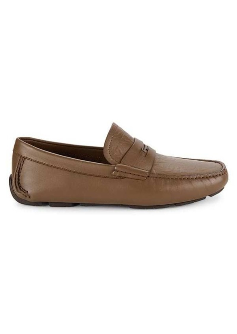 Ferragamo Newton Gancini Leather Driving Penny Loafers