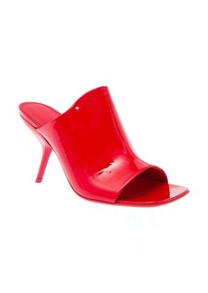 Ferragamo 'Open Toe' Red Slide with Slanted, Contoured Heel in Patent Leather Woman