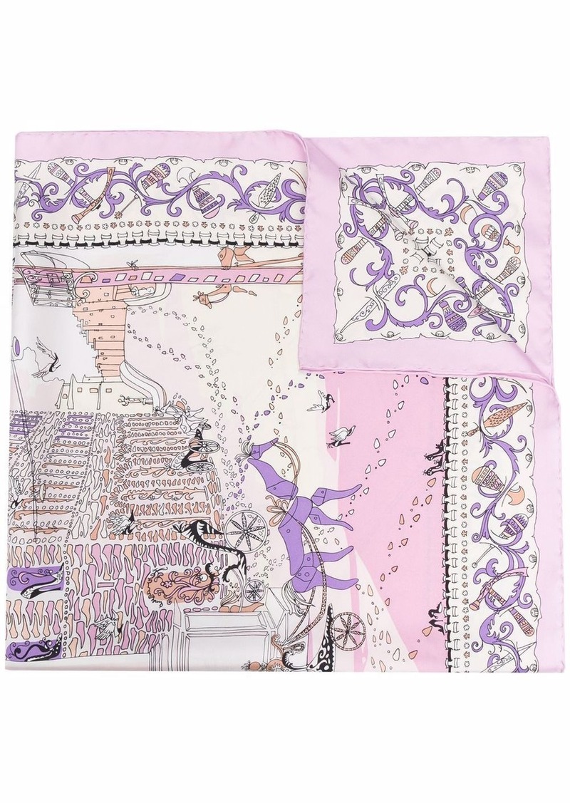 Ferragamo Palazzo graphic-print silk scarf