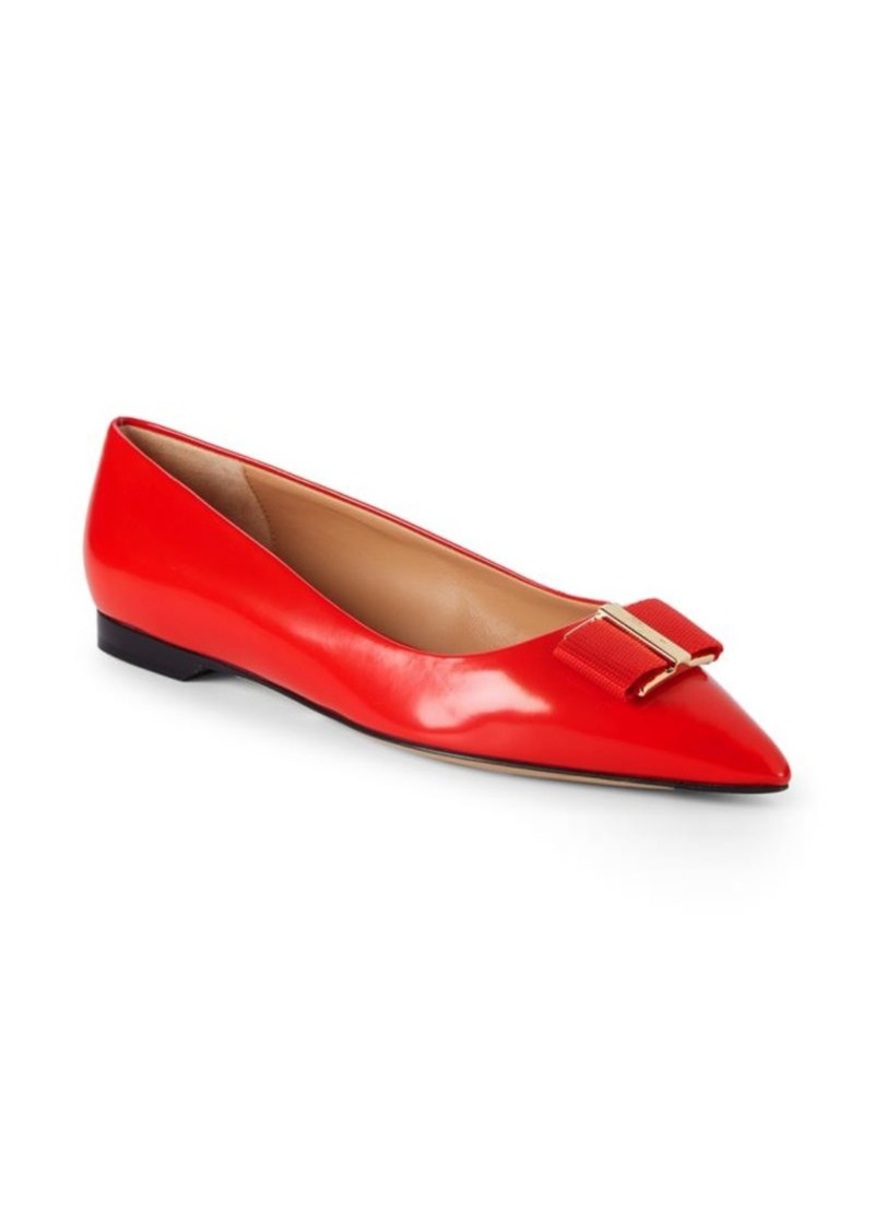 Point Toe Leather Ballet Flats