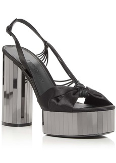 Ferragamo Sabina Womens Satin Dressy Platform Sandals