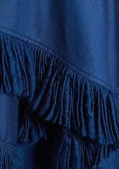 Ferragamo - Asymmetric fringed cashmere-blend dress - Blue - IT 42