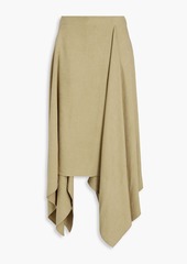 Ferragamo - Asymmetric linen and silk-blend midi skirt - Green - IT 40
