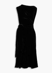 Ferragamo - Belted velvet midi dress - Black - IT 48