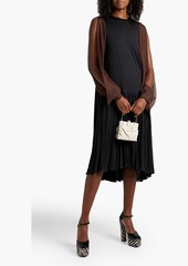 Ferragamo - Chiffon-paneled crepe dress - Black - S