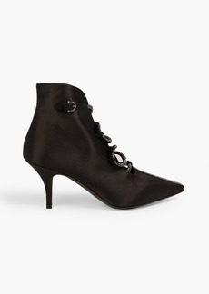 Ferragamo - Ciconia embellished satin ankle boots - Black - US 9